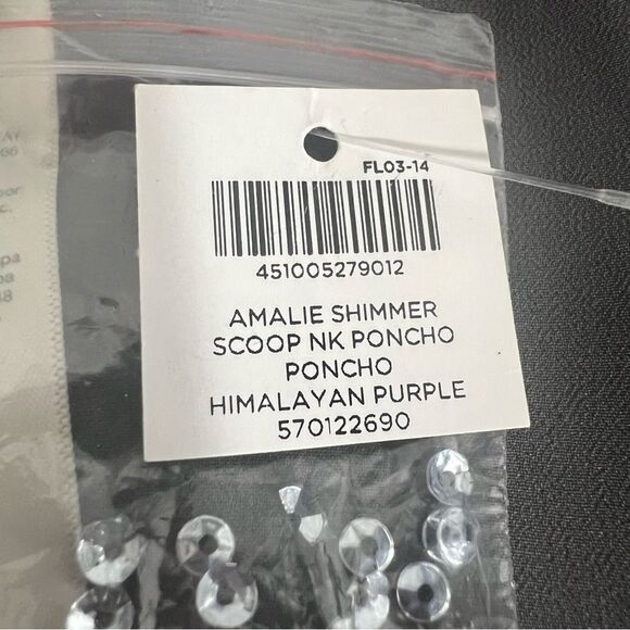 Chico’s Amalie Shimmer Scoop Neck Poncho Swim Coverup size S/M Himalayan Purple - Picture 4 of 5